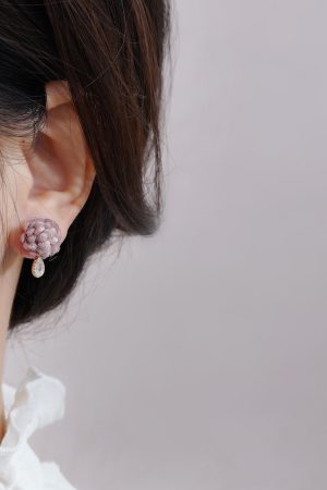 Fuzzy Ball Retro Earrings for Women - Fluffy Camellia Studs, Niche Design Accessories for Spring 2025, Versatile Fashion Statement