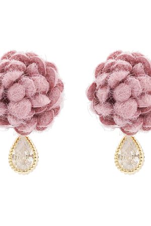 Fuzzy Ball Retro Earrings for Women - Fluffy Camellia Studs, Niche Design Accessories for Spring 2025, Versatile Fashion Statement