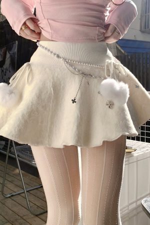 Fuzzy Winter Snowball Korean Style Plush A-Line Half Skirt for Women - Sweet and Spicy Fluffy Autumn/Winter Short Skirt