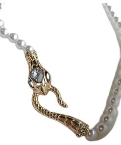 Gender-Neutral Pearl Snake-Shaped Necklace for Couples - European and American Niche Temperament Design