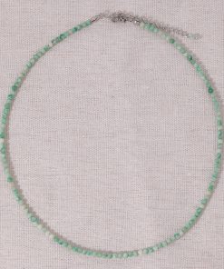 Gentle Mint Green Natural Stone Bead Necklace - Elegant Floating French Collarbone Chain, Colorful Boho Chic Jewelry