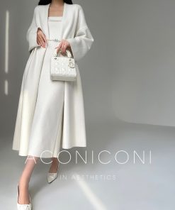 Gentle Temperament Knitted Cardigan and Strapless Dress Set - Cozy Layering Outfit for 90s Inspired Lazy Style Fashion