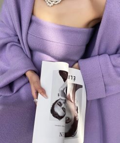 Gentle Temperament Knitted Cardigan and Strapless Dress Set - Cozy Layering Outfit for 90s Inspired Lazy Style Fashion