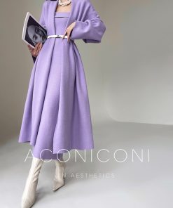 Gentle Temperament Knitted Cardigan and Strapless Dress Set - Cozy Layering Outfit for 90s Inspired Lazy Style Fashion