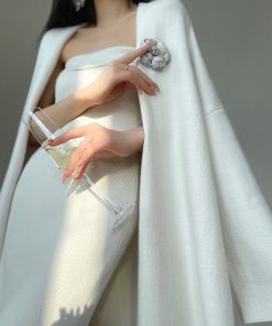 Gentle Temperament Knitted Cardigan and Strapless Dress Set - Cozy Layering Outfit for 90s Inspired Lazy Style Fashion