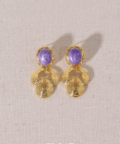 Geometric Curve Enamel Earrings for Women - Colorful Retro Floating Palace Style Long Elegant Ear Clips