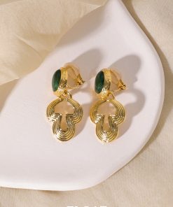 Geometric Curve Enamel Earrings for Women - Colorful Retro Floating Palace Style Long Elegant Ear Clips