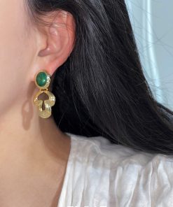 Geometric Curve Enamel Earrings for Women - Colorful Retro Floating Palace Style Long Elegant Ear Clips