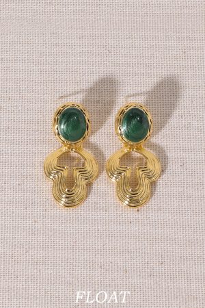Geometric Curve Enamel Earrings for Women - Colorful Retro Floating Palace Style Long Elegant Ear Clips