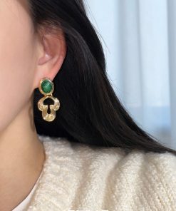 Geometric Curve Enamel Earrings for Women - Colorful Retro Floating Palace Style Long Elegant Ear Clips