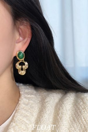 Geometric Curve Enamel Earrings for Women - Colorful Retro Floating Palace Style Long Elegant Ear Clips