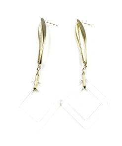 Geometric Diamond-Shaped Acrylic Earrings - Exaggerated Transparent Metal Design for Slimming Face - Fashionable Accessories