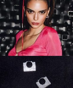 Geometric Diamond-Studded Handbag Ear Clips - High-Fashion European & American Style Earrings