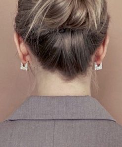 Geometric Diamond-Studded Handbag Ear Clips - High-Fashion European & American Style Earrings