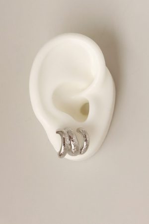 Geometric Gold-Plated Hammered Texture Multi-Layer Coil Earrings - Minimalist Everyday Style for Commuting and Casual Wear