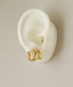 Geometric Gold-Plated Hammered Texture Multi-Layer Coil Earrings - Minimalist Everyday Style for Commuting and Casual Wear