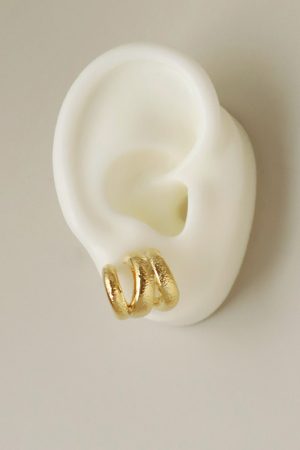 Geometric Gold-Plated Hammered Texture Multi-Layer Coil Earrings - Minimalist Everyday Style for Commuting and Casual Wear