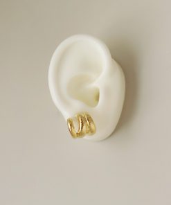 Geometric Gold-Plated Hammered Texture Multi-Layer Coil Earrings - Minimalist Everyday Style for Commuting and Casual Wear