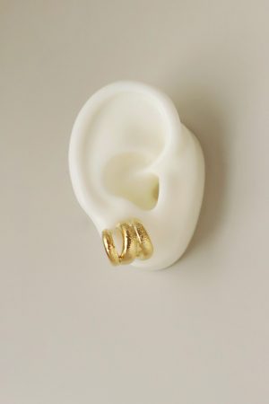 Geometric Gold-Plated Hammered Texture Multi-Layer Coil Earrings - Minimalist Everyday Style for Commuting and Casual Wear