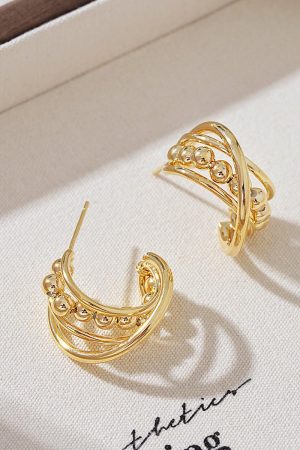 Geometric Half Hoop Earrings - Retro Minimalist Metal Design, High-End Temperament, Hong Kong Style Fashion Accessories