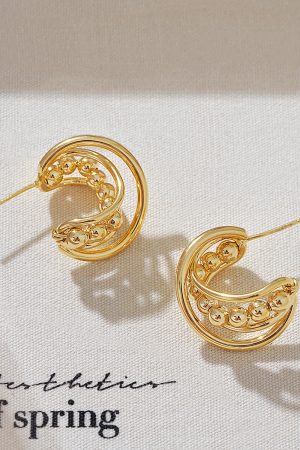 Geometric Half Hoop Earrings - Retro Minimalist Metal Design, High-End Temperament, Hong Kong Style Fashion Accessories