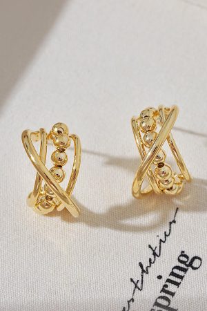 Geometric Half Hoop Earrings - Retro Minimalist Metal Design, High-End Temperament, Hong Kong Style Fashion Accessories