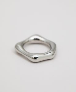 Geometric Irregular Shiny Pearl Ring for Women - Fashionable European American Style Finger Ring, Trendy French Design