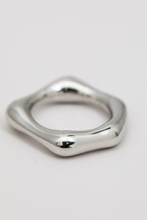 Geometric Irregular Shiny Pearl Ring for Women - Fashionable European American Style Finger Ring, Trendy French Design