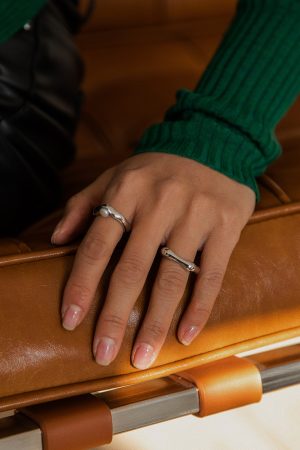 Geometric Irregular Shiny Pearl Ring for Women - Fashionable European American Style Finger Ring, Trendy French Design