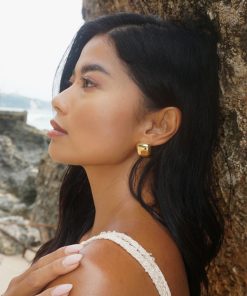 Geometric Three-Dimensional Shiny Surface Earrings in S925 Silver Pin | Vacation Style Retro Minimalist Fashion Jewelry