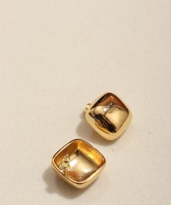 Geometric Three-Dimensional Shiny Surface Earrings in S925 Silver Pin | Vacation Style Retro Minimalist Fashion Jewelry