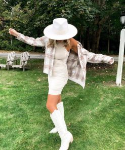 Girl Dressing Style, Ruffle Dress With Jeans - Disco Cowgirl Western Knee-High Boots