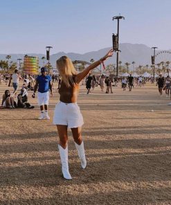 Girl Dressing Style, Ruffle Dress With Jeans - Disco Cowgirl Western Knee-High Boots