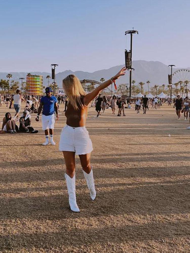 Girl Dressing Style, Ruffle Dress With Jeans - Disco Cowgirl Western Knee-High Boots Girl Dressing Style, Ruffle Dress With Jeans - Disco Cowgirl Western Knee-High Boots