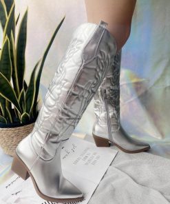 Girl Dressing Style, Ruffle Dress With Jeans - Disco Cowgirl Western Knee-High Boots