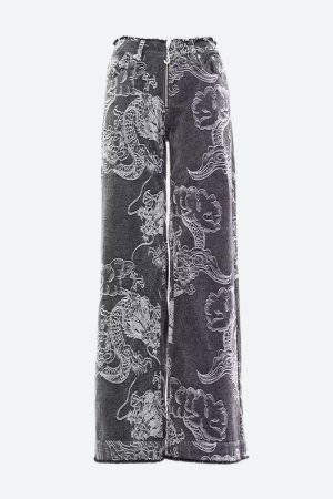 Girl In Dress Drawing, 2 Girls Drawing - Dragon Printed Jeans