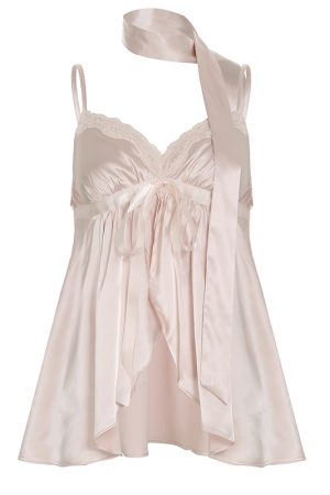 Girl's Heart Pink Lace Spliced Camisole - Satin Feel Split Top for Women, Y2K Style, Perfect for Summer Outfits