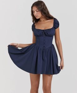 Girls Y2k, Dress Over Jeans - Square Neck Corset Mini Dress