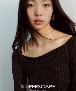 Glossy One-Shoulder Long Sleeve Fitted Pleated Slimming Knit Top - Chic Y2K Style for Effortless Elegance