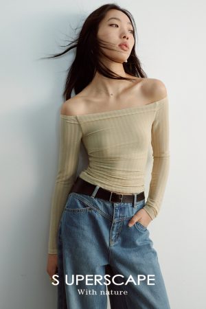 Glossy One-Shoulder Long Sleeve Fitted Pleated Slimming Knit Top - Chic Y2K Style for Effortless Elegance