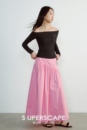 Glossy One-Shoulder Long Sleeve Fitted Pleated Slimming Knit Top - Chic Y2K Style for Effortless Elegance
