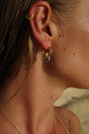 Gold and Silver Twisted Color-Block Rope Knot Earrings - European American Light Luxury Retro Design Ear Studs