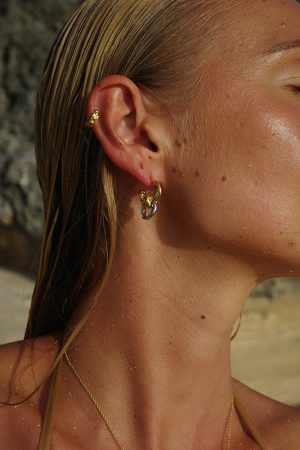 Gold and Silver Twisted Color-Block Rope Knot Earrings - European American Light Luxury Retro Design Ear Studs