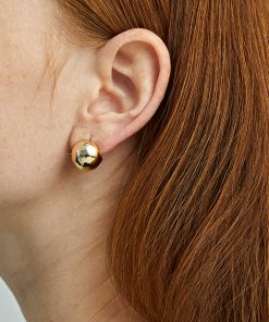 Gold Ball Earrings for Women - Minimalist Three-Dimensional Glossy Hollow Design, Chic High-End Cool Style, Perfect for Everyday Wear