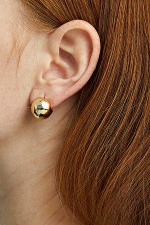 Gold Ball Earrings for Women - Minimalist Three-Dimensional Glossy Hollow Design, Chic High-End Cool Style, Perfect for Everyday Wear