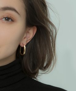 Gold Geometric Drop Earrings for Women, Minimalist Retro Diamond-Shaped Style, Trendy Metal Jewelry for 2025