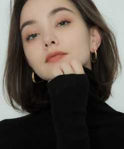 Gold Geometric Drop Earrings for Women, Minimalist Retro Diamond-Shaped Style, Trendy Metal Jewelry for 2025