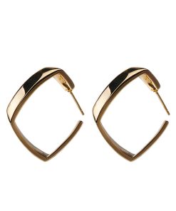 Gold Geometric Drop Earrings for Women, Minimalist Retro Diamond-Shaped Style, Trendy Metal Jewelry for 2025