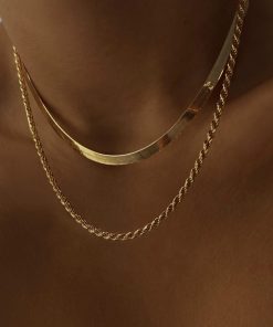 Gold-Plated Double-Layered Twisted Snake Bone Chain Clavicle Necklace - Trendy European and American Style Jewelry