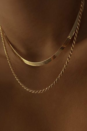 Gold-Plated Double-Layered Twisted Snake Bone Chain Clavicle Necklace - Trendy European and American Style Jewelry